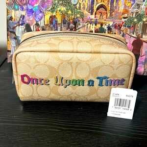 Disney X Coach Small Boxy Cosmetic Case In Canvas With Once Upon A Time